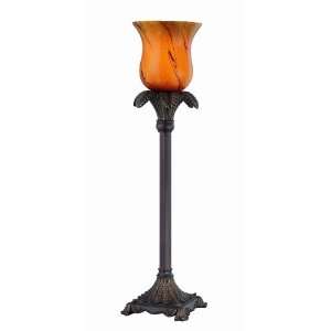 Lite Source C41173 Fergus Table Lamp, Aged Bronze with Amber Colored 
