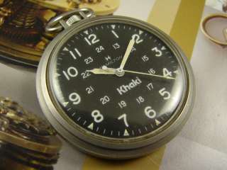   HAMILTON MILITARY STAINLESS STEEL 24 HOUR POCKET WATCH BLACK DIAL