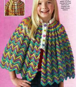 77C CROCHET PATTERNS FOR Girls Reversible Buttoned Cape EASY  