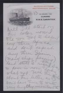 Includes extensive contents including a letter, Passenger List from 
