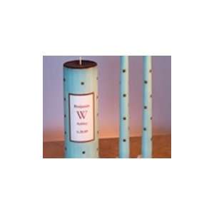  Blue Polka Dot 3 x 9 Unity Candle and 12 Tapers