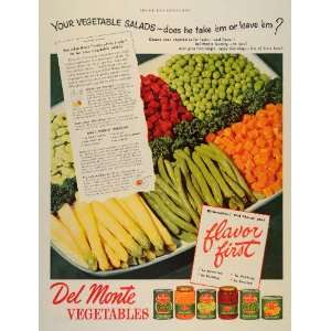  1946 Ad Del Monte Vegetable Salads Recipes Canned Cans 