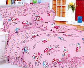 Cotton Hello Kitty bed quilt cover sheet set bedspread 4pcs  