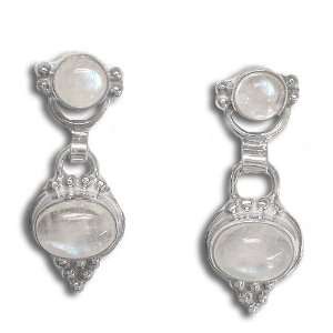    Sterling Silver Double Rainbow Moonstone Earrings by Sajen Jewelry