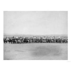Military Men with 70 Lakota Indian Scouts Photograph   Pine Ridge, SD 