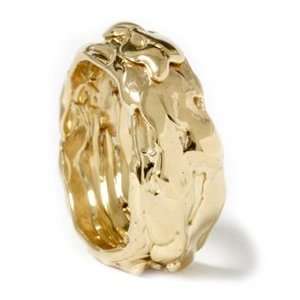    Designer 14k Yellow Gold Hammered Nugget Wedding Band Jewelry
