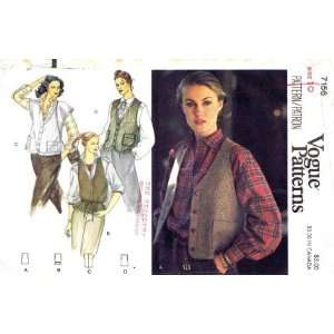  Vogue 7156 Vintage Sewing Pattern Misses Vest Size 10 Bust 