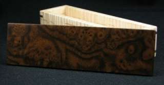   /handcrafted Curly Maple and Walnut burl veneer pen/pencil box  