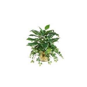  Artificial Silk Mixed Hosta Plant in Decor Planter   20 in 