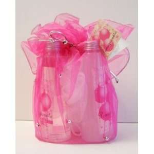  Pomegranate Bath & Body Gift Set Pink Pouch Beauty