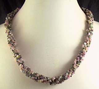 NATURAL 328Cts TOURMALINE TWISTED BEADS NECKLACE WITH STONE CLASP 