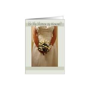  Matron of Honour invitation, bride with boquet Card 