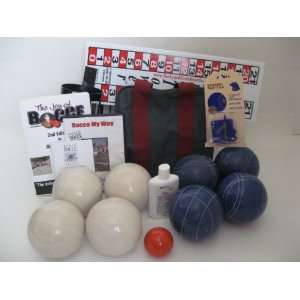  Everything Bocce package   107mm EPCO White and Blue balls 