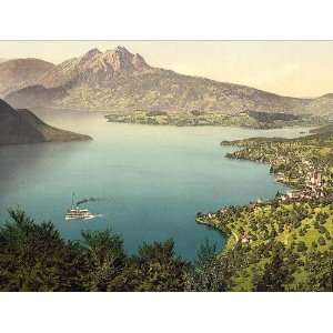 Vintage Travel Poster   Urnersee and Pilatus Lake Lucerne Switzerland 