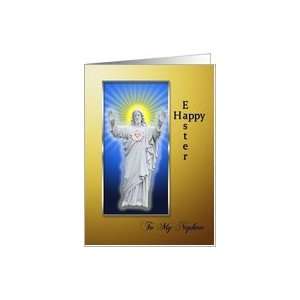  Happy Easter For a Nephew, Christ Statue Card Health 