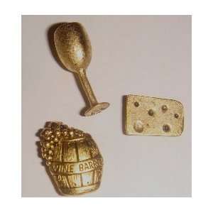   *T900AG Antique Gold Wine & Cheese Push Pins, set of 21