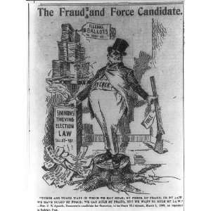   Aycock,political cartoon,fraud,force,law,1900