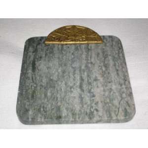   Heavy  Green Marble & Ivy Pattern Brass  7x7 Inch   Hot Plate Trivet