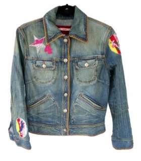 Voyage Passion Womens Washed Denim Jacket, Size 10. Lots of Details 