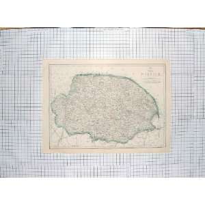  DOWER ANTIQUE MAP c1790 c1900 NORFOLK ENGLAND NORWICH 