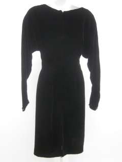 ALBERT NIPON Black Velvet Long Sleeve Button Dress Sz M  