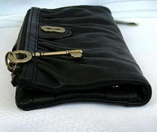 FOSSIL VINTAGE SIENNA Black Leather CHECKBOOK CLUTCH Wallet  