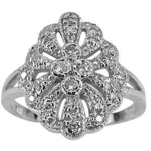  Diamond Antique Flower Ring   7 DaCarli Jewelry