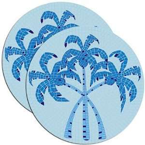 Set of Two 7 inch Mosaic Palm Pool Art   Frontgate Patio 