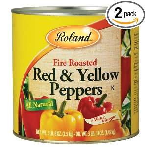 Roland Marinated Red & Yellow Peppers, 5 Pound 8 Ounce Can (Pack of 2 