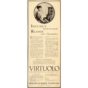   Ad Virtuolo Hallet Davis Antique Piano Playing   Original Print Ad