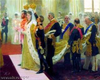 Russian Print Wedding Nicholas II & Alexandra Romanov  