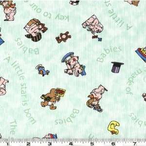  45 Wide Keys To The Future Babies Green Fabric By The 
