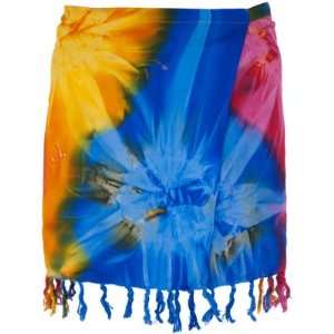  Rayon Wrap Skirt Short   One Size Tie Dye Rainbow (each 