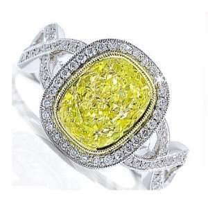  1.89Ct Yellow Oval Diamond Accent Engagement Ring 14K Gold 