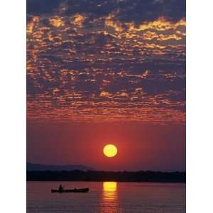 Zambesi National Park, Canoeing on the Zambezi River at Sun Rise under 
