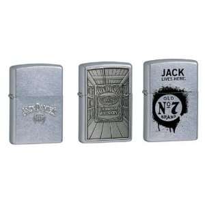 Zippo Lighter Set   Jack Daniels Whiskey Barrel Emblem, Jack Lives 