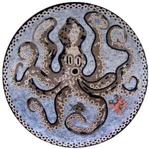   32 Marble Mosaic Stone Art Tile Wall Decor Octopus