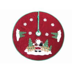  42 Red Velvet Tree Skirt with Santa