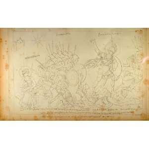  1845 Engraving Vatican Library Manuscript Joshua Battle 