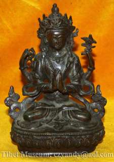 Wonderful Old Tibet Bronze Buddha StatueFour armed Avalokitesvara 