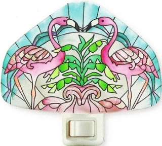 Pink Flamingos Night light stained glass Tiffany  