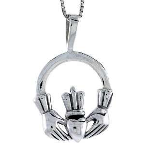  925 Sterling Silver Celtic Claddagh Pendant (w/ 18 Silver 