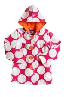 NWT Girls polka dot hooded raincoat   fuchsia 848105032997  