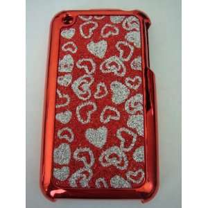  For Apple Iphone Red Heart 3G 3GS Cover Case + Screen 