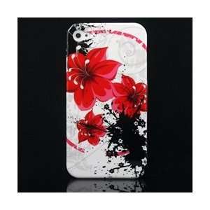  Back Case Cover for Apple iPhone 4 / 4S 4G Red Flower 