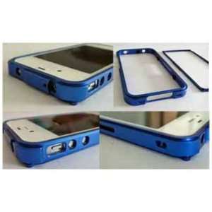  Metal Bumper Case Apple iphone 4 4S   Blue Cell Phones 