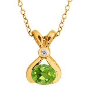  0.84 Ct Oval Green Peridot and Topaz Gold Plated Sterling 