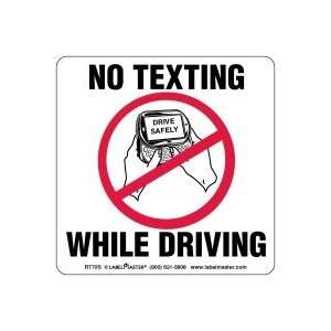  No Texting While Driving Label, 2 1/2 x 2 1/2, Cling 