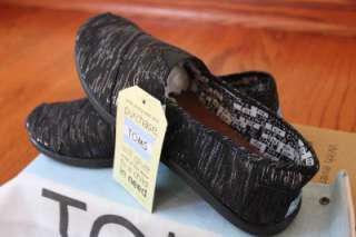 NEW TOMS Classic Black Sparkle for Youth GIRLS SHOES sz 2, 3, 4, 5, 6 