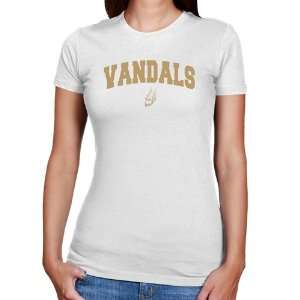  Idaho Vandals Ladies White Logo Arch Slim Fit T shirt 